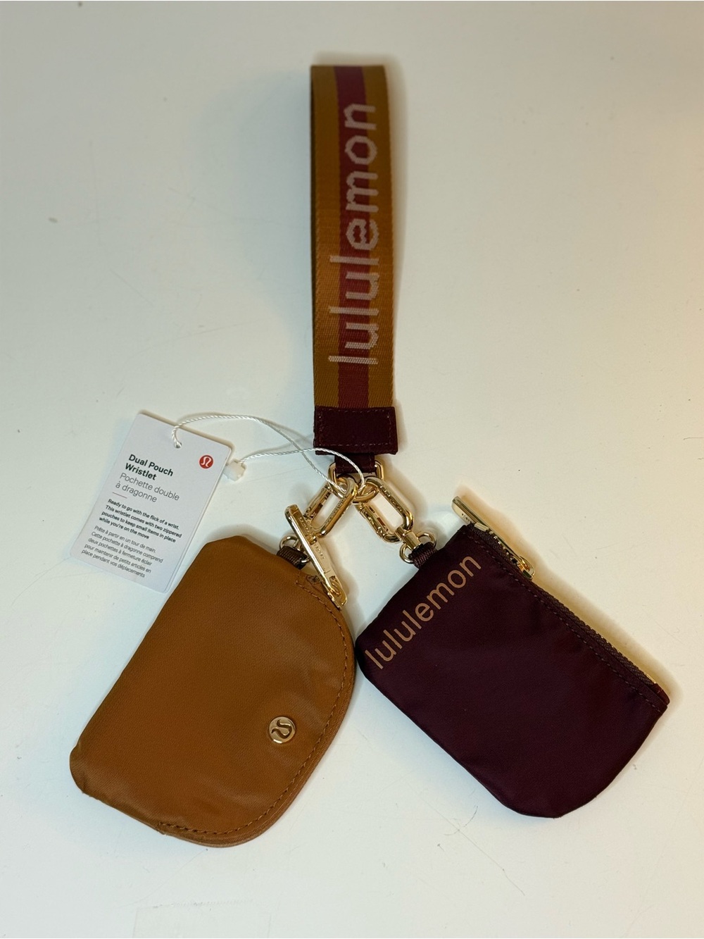 lululemon Dual Pouch Wristlet in Cognac Brown & Burgundy - Picture 5 of 7